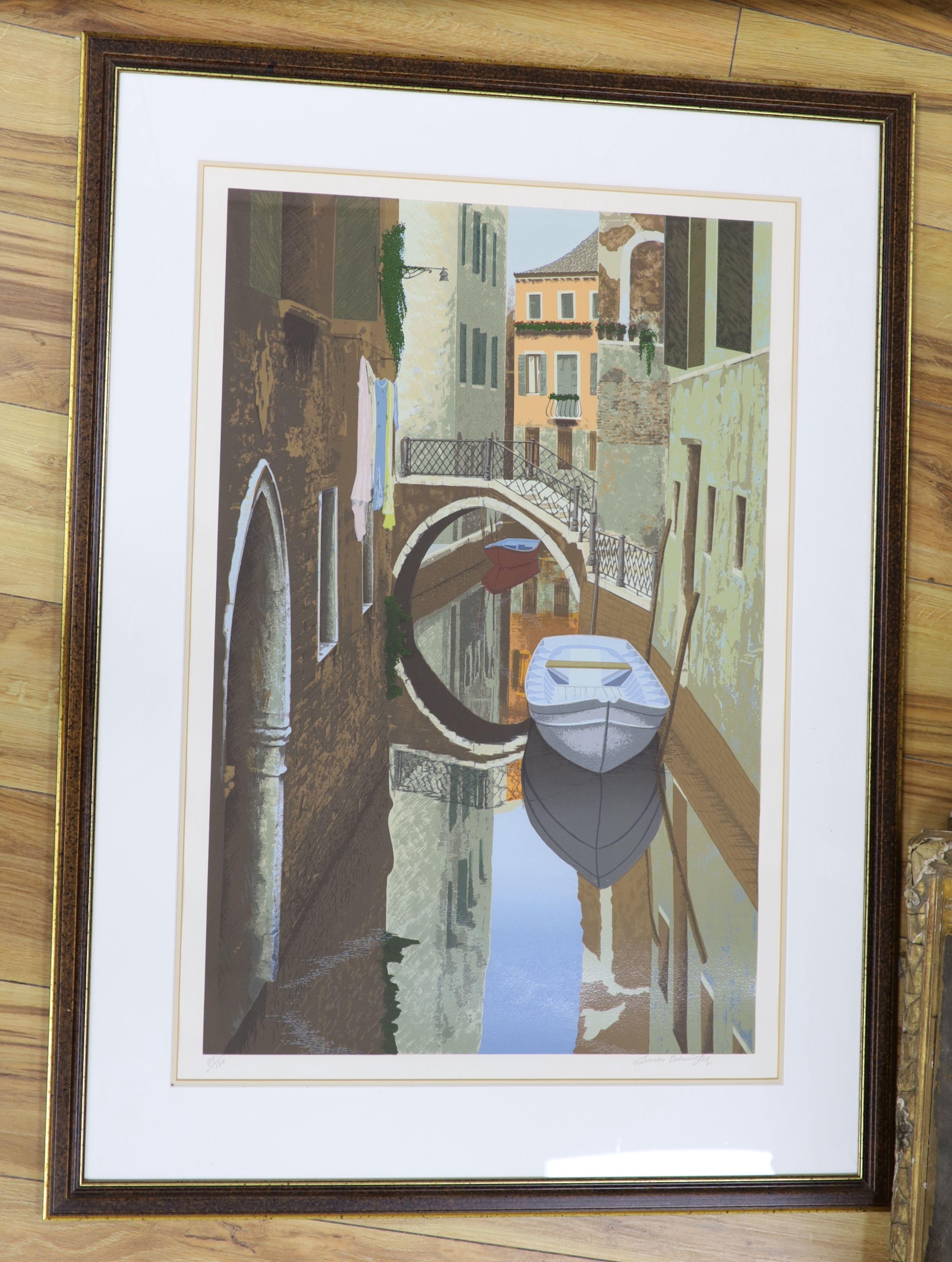 Graham Bannister (b.1954), limited edition print, Venetian canal scene, signed in pencil 89/150, 74 x 48cm